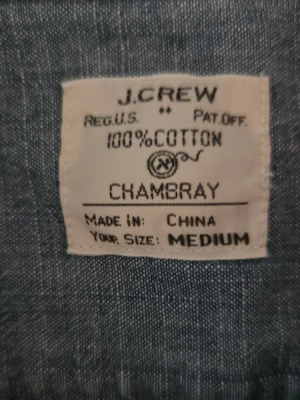J.Crew Men M Heritage Cotton Chambray Utility Work Shirt Medium